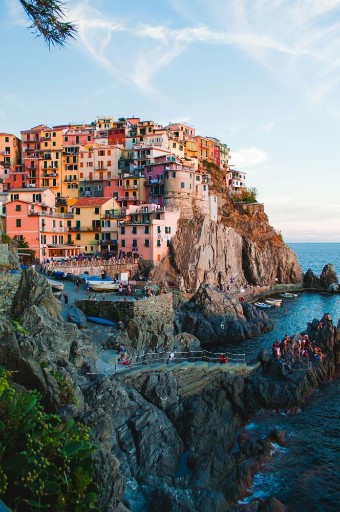 Mediterranean coastline with colorful buildings
